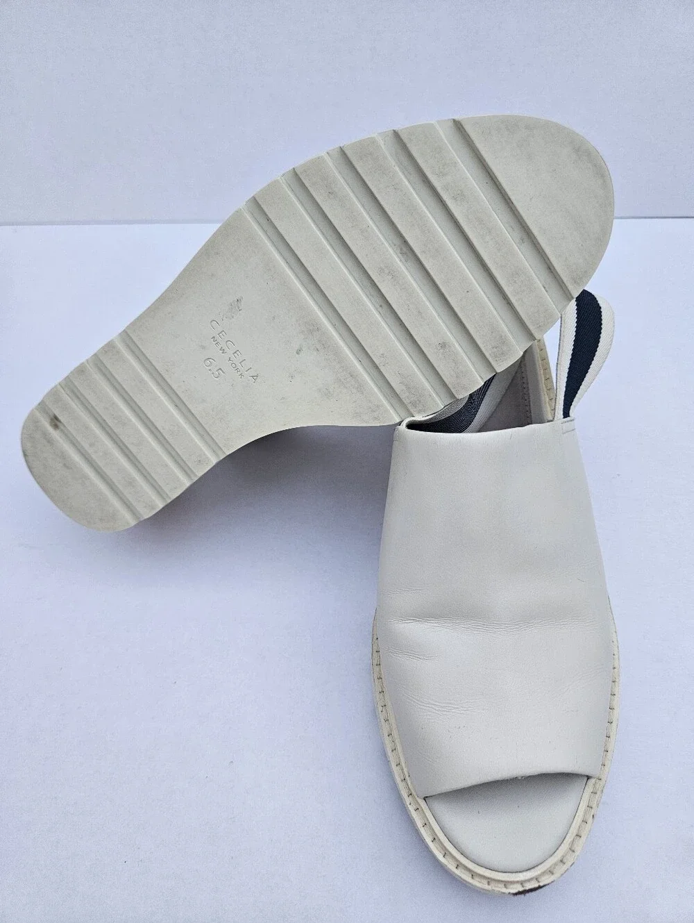 Cecelia New York White Leather Platform Wedge Sandals - Size 6.5